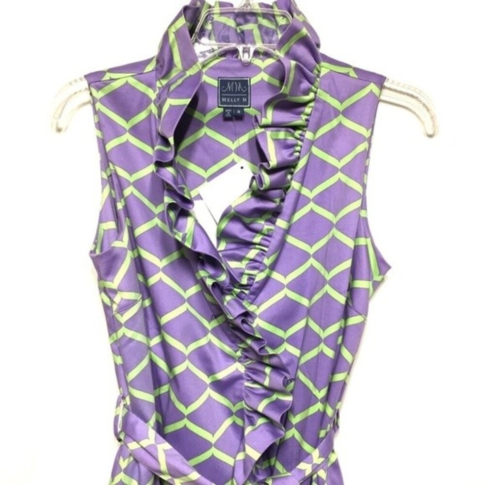 Melly M Riverside Ruffle Printed Wrap Dress 8 NWT - Picture 8 of 12